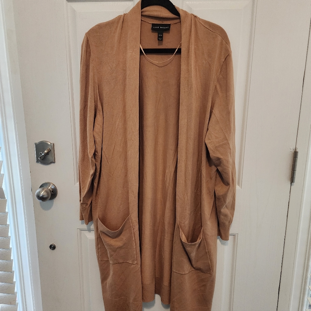Lane Bryant Camel Open Front Cardigan
